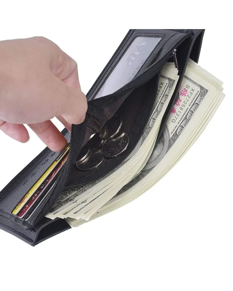 A men's wallet for paper money and bank cards in black, beautiful and comfortable