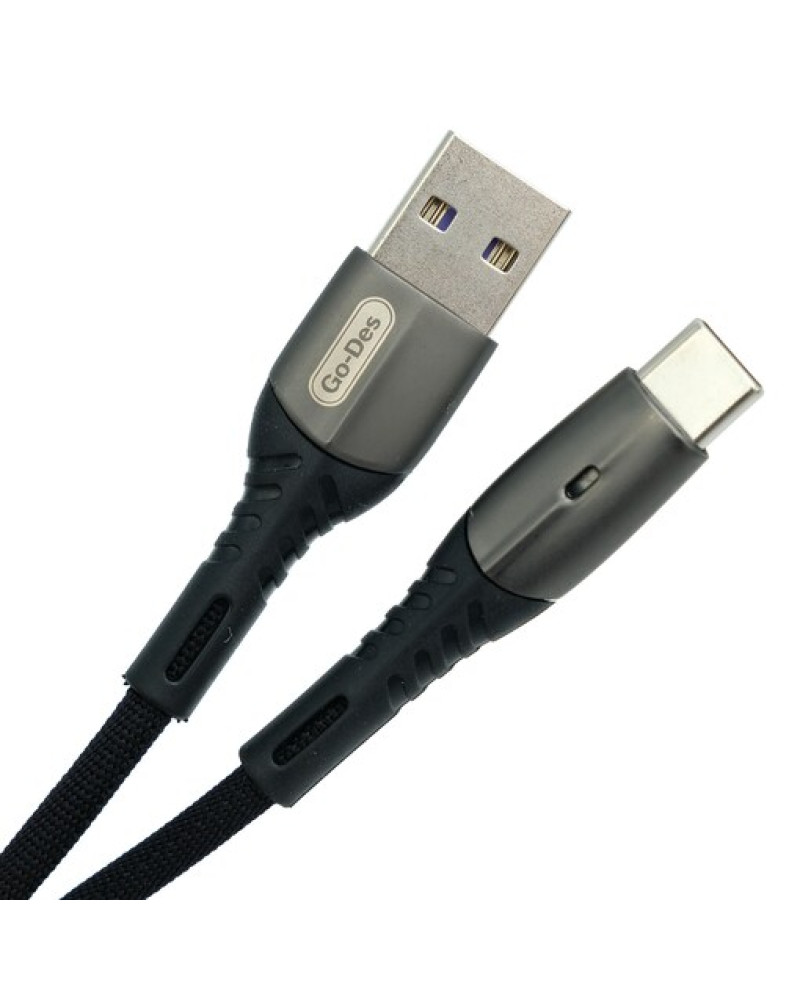 Go-Des Zinc Alloy Fast Data Cable, Black, 3A, 2M