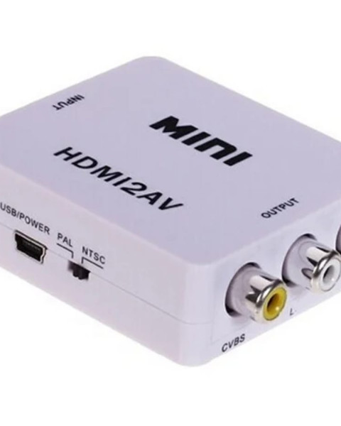 RCA AV/CVBS L/R 1080P إلى HDMI محول أبيض HDMI2AV