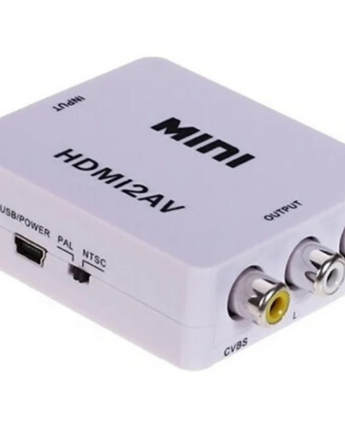 RCA AV/CVBS L/R 1080P إلى HDMI محول أبيض HDMI2AV