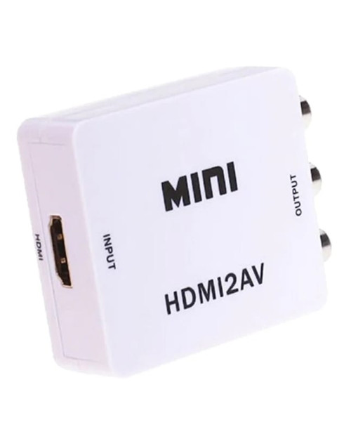 RCA AV/CVBS L/R 1080P إلى HDMI محول أبيض HDMI2AV