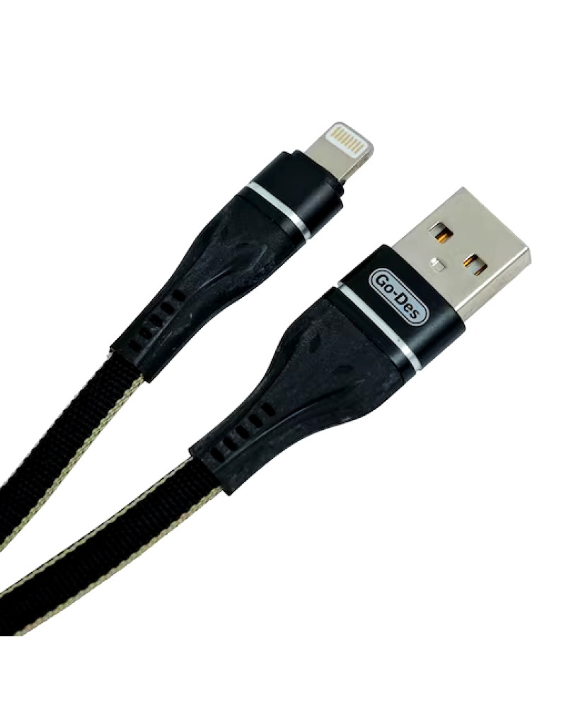 Go-Des Lightning Charge and Data Cable, Black, 2.4A, 2M