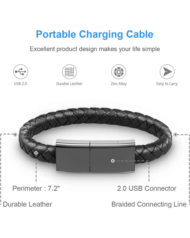 TE-DOS Wristband Portable Charging Cable