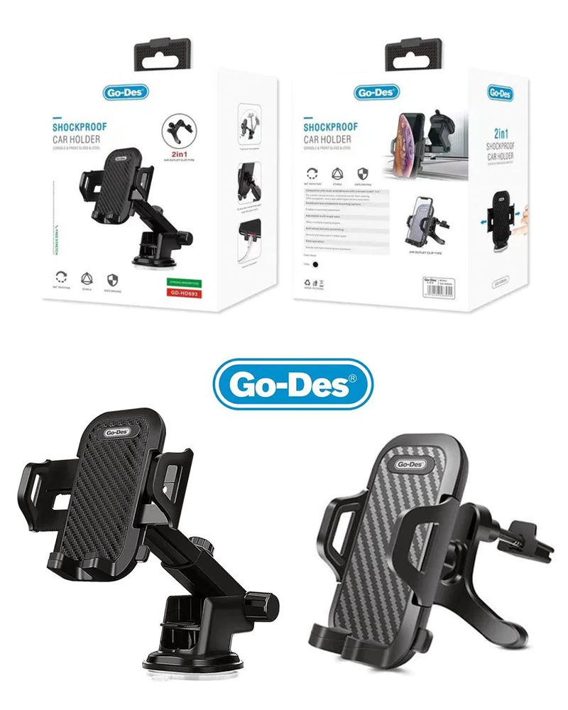 2 in 1 Shockproof Car Holder - Go Des GD-Hd693