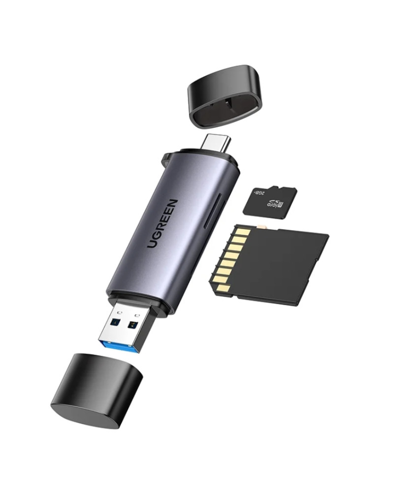 SD Card Reader USB 3.0 / USB C OTG Dual Slot Memory Card Adapter Compatible with UHS-I, Micro SD, SD, SDXC, SDHC, Micro SDXC, Micro SDHC, MMC Aluminum